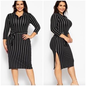 Plus size made in USA casual office midi dress
